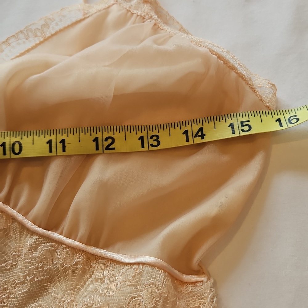 Gotham Gold Stripe Nightgown Vintage size 32 bust XS Beige Semi Sheer Glamorous - Picture 13 of 16